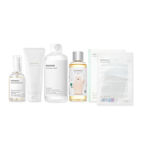 Mixsoon Centella Line Best 5-Piece Set (Cleansing Foam 150ml, Toner 300ml, Essence 100ml, 5 Sheet Masks, Calming Mist 50ml)