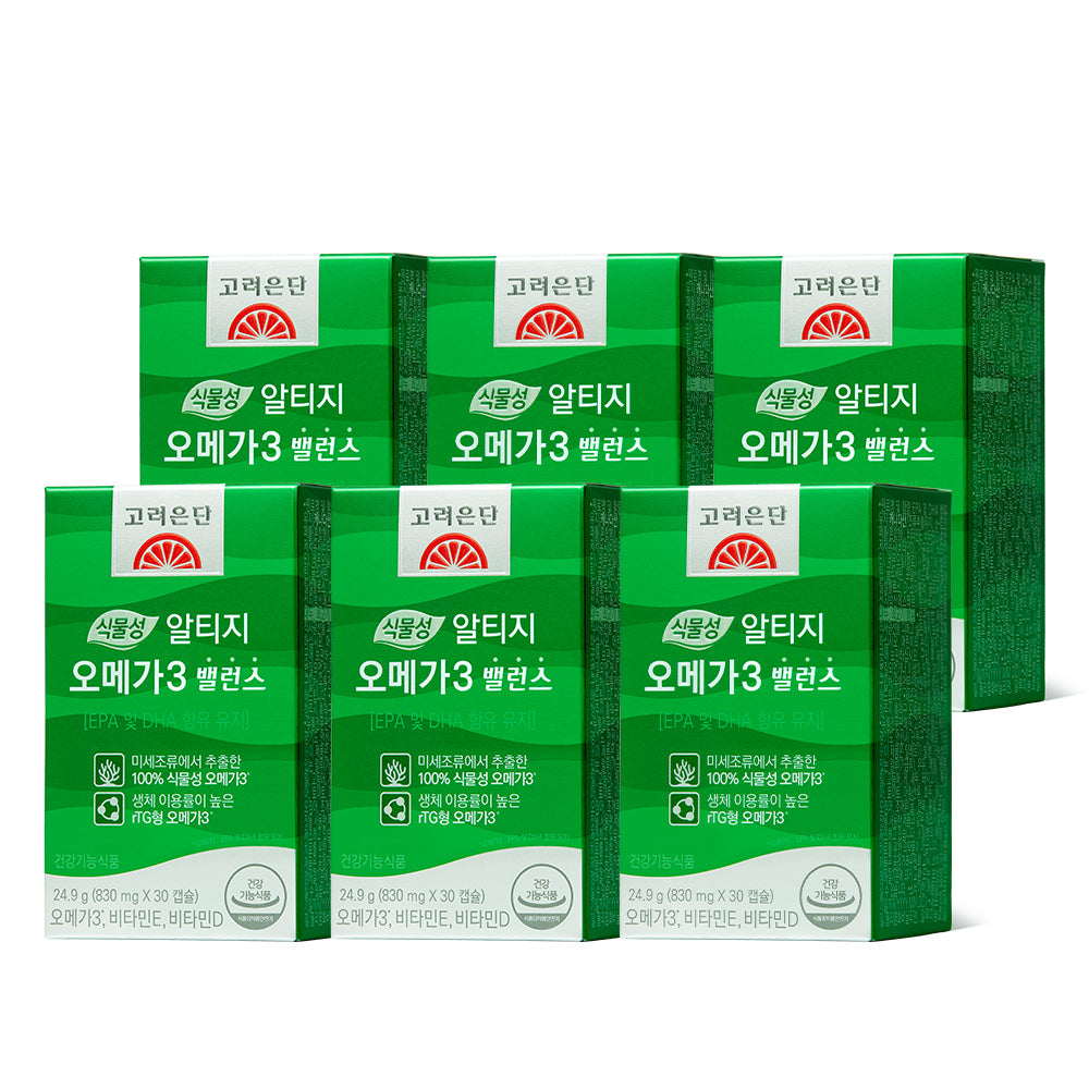 Koreaeundan Plant-Based rTG Omega-3 Balance 30 Capsules (6 Pack)