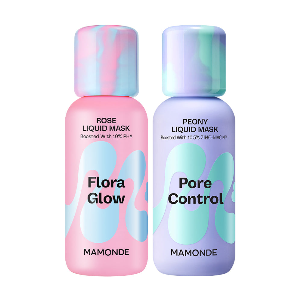 Mamonde Flora Glow Rose Liquid Mask 80ml + Pore Control Peony Liquid Mask 80ml