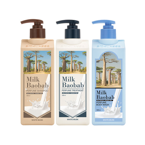 Milk Baobab Perfume Shampoo + Treatment + Bodywash 500ml - White Musk Set