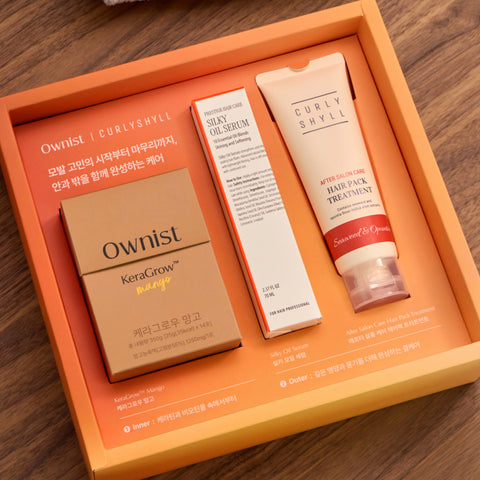 Curlyshyll Hair Routine Set - Onist KeraGrow 14pk + Curlyshyll Silky 70ml + After Salon Hair Pack 100ml