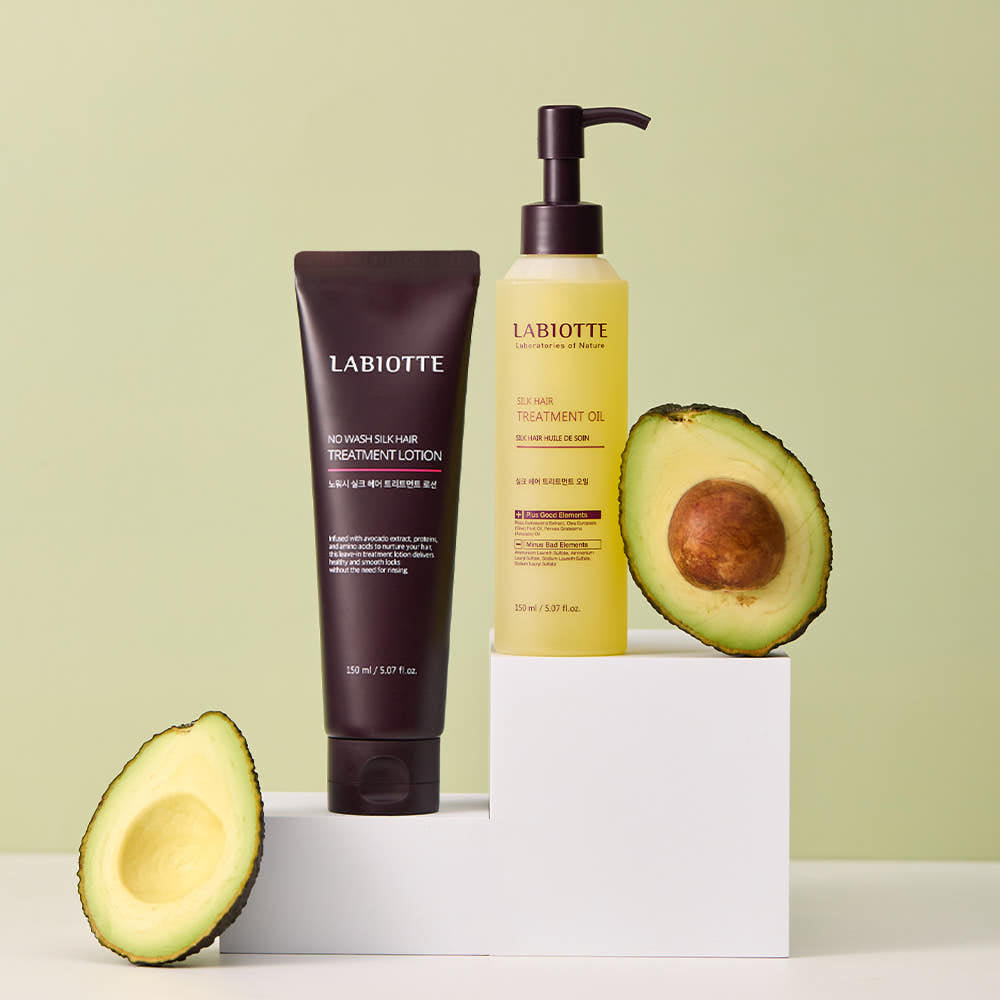 Labiotte Silk Hair Treatment Oil & No-Wash Lotion 2-Piece Set 150ml