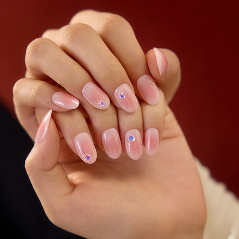 Dashing Diva Magic Press Heart Cheek (Long Oval) Nail Tips