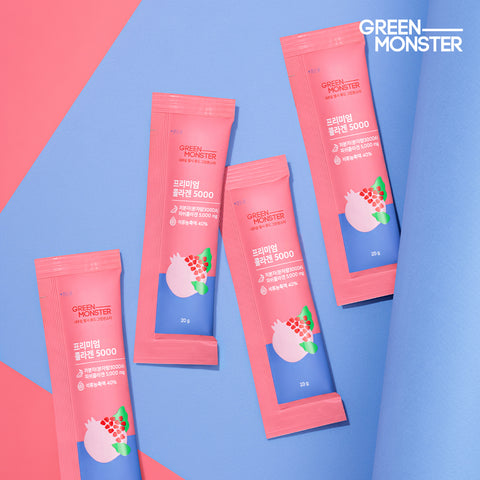 Green Monster Inner Beauty Premium Pomegranate Collagen 5000 (15 sticks x 4)