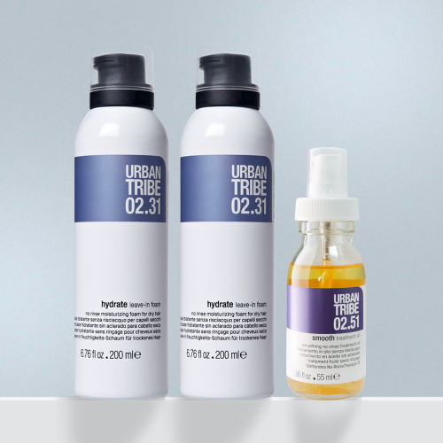 Urban Tribe Foam + Oil Set B (Haircare Trio Gift Set) Damaged Hair 200ml x2 + 55ml