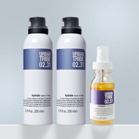 Urban Tribe Foam + Oil Set B (Haircare Trio Gift Set) Damaged Hair 200ml x2 + 55ml
