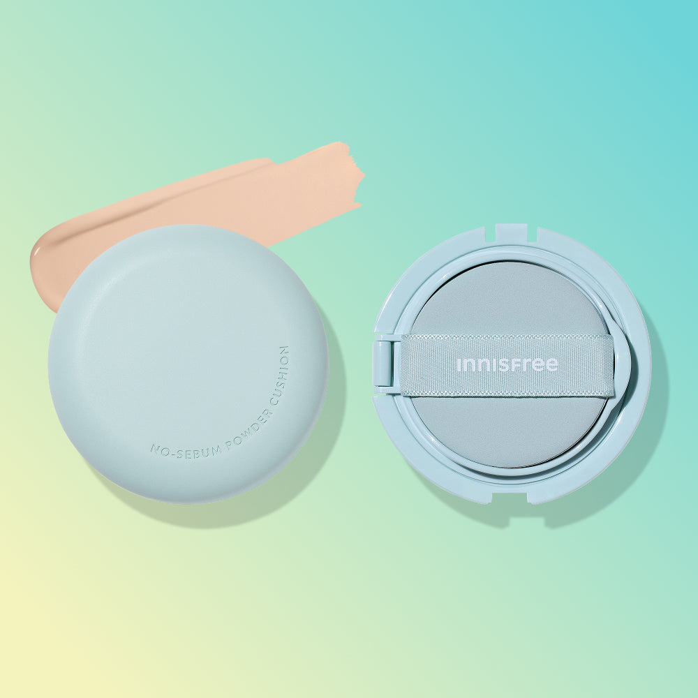 Innisfree No-Sebum Powder Cushion [21N] 14g + Refill 14g