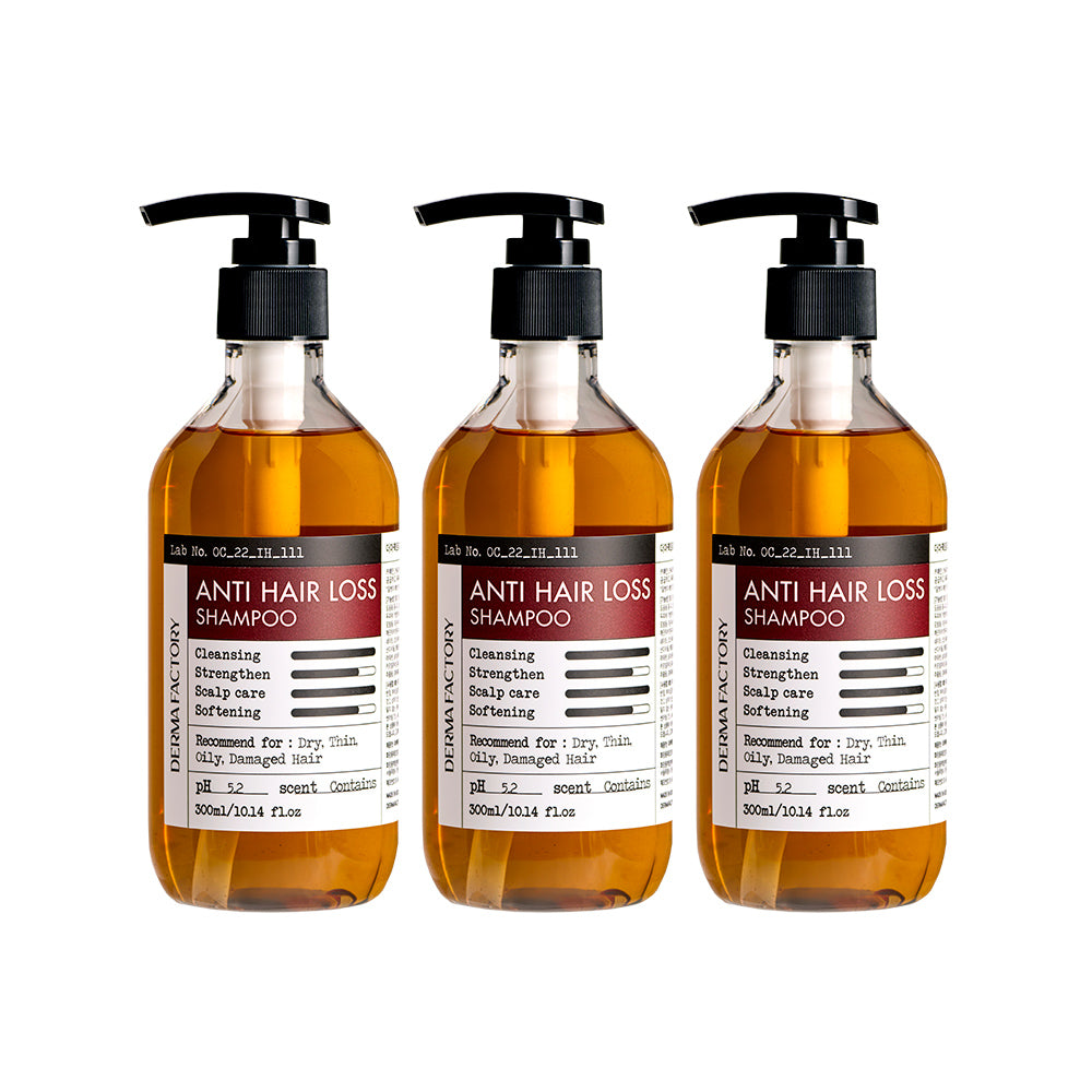 Derma Factory Brewer's Yeast (41%) Anti-Hair Loss Shampoo 300ml (3 Pack)