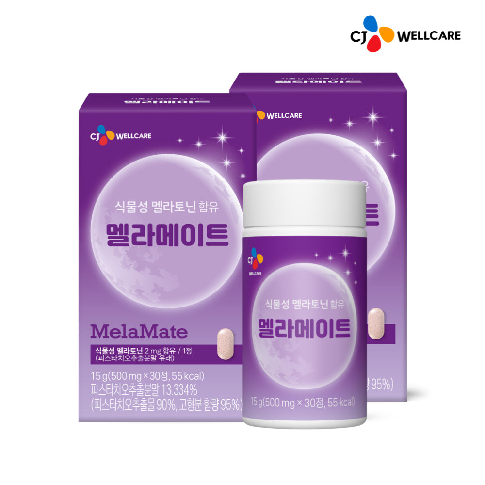 CJ Wellcare Melamate Plant-Based Melatonin 2 mg, 30 Tablets (2 Pack)