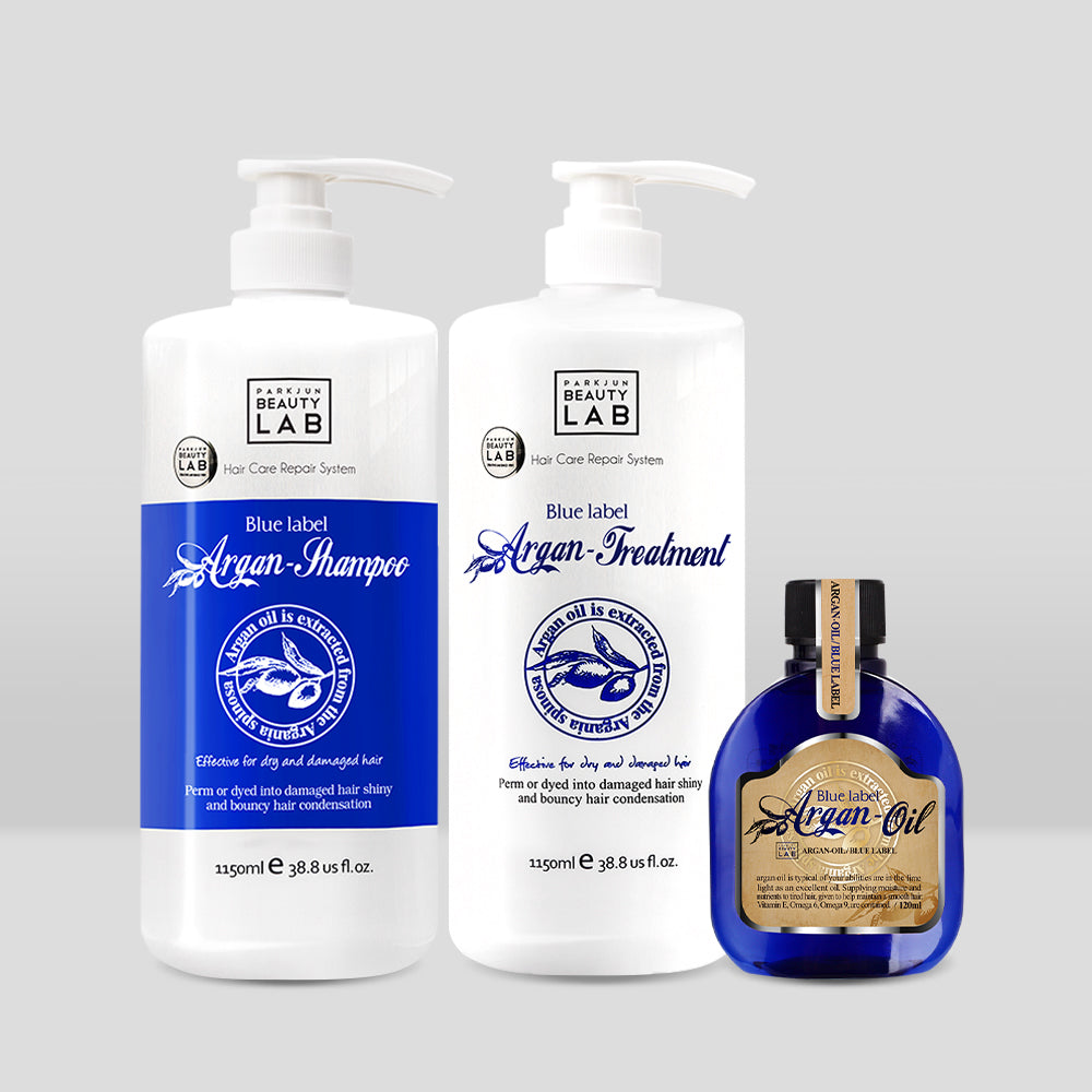 ParkJun Beauty Lab Blue Label Argan Shampoo, Treatment & Oil 3-Piece Set