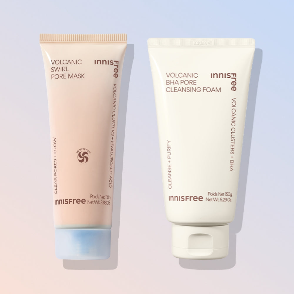 Innisfree Volcanic Pore 2-Piece Set (Volcanic Pore Dual Mask 110g + Volcanic BHA Pore Foam Cleanser 150g)