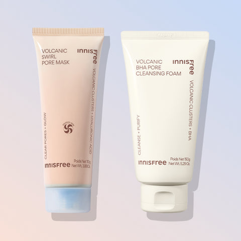 Innisfree Volcanic Pore 2-Piece Set (Volcanic Pore Dual Mask 110g + Volcanic BHA Pore Foam Cleanser 150g)