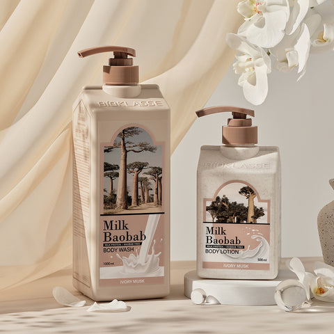 Milk Baobab Original Shampoo + Treatment + Body Wash - Ivory Musk, 1L x 3