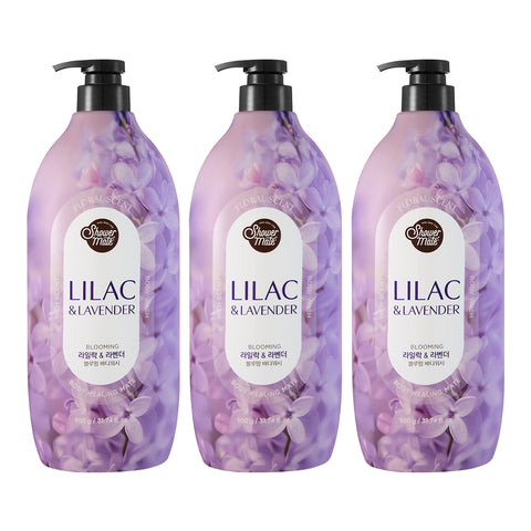Shower Mate Blooming Body Wash 900g x3 Rose & Cherry Blossom + Lavender Soap 100g