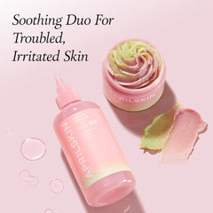 Pink skincare bottle and jar with 'April Skin' branding on a light pink background.