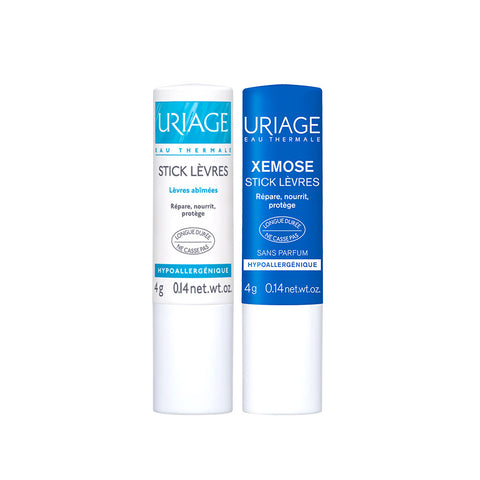 Uriage Stick Levres Original Lip Balm 4g + Xemose Stick Levres Unscented Lip Balm 4g Duo
