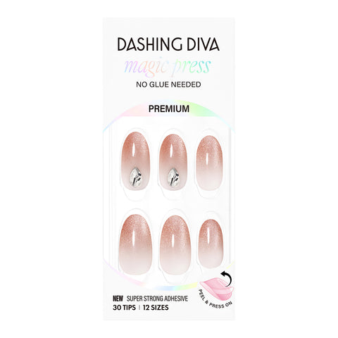 Dashing Diva Magic Press Attention Brown (Almond) Nail Tips