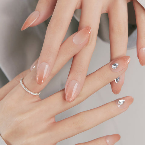 Dashing Diva Magic Press Attention Brown (Almond) Nail Tips