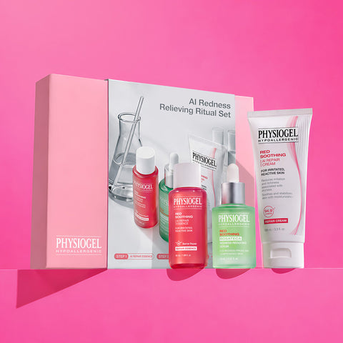Physiogel AI Red Soothing Redness Care Routine Set Repair Cream 100 ml + Essence 50 ml + Rosateca Serum 30 ml