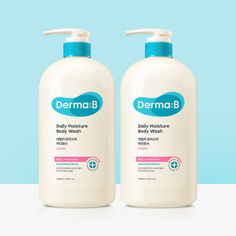 Derma:B Daily Moisture Body Wash (Fresh Peach) 1000ml 2 Set
