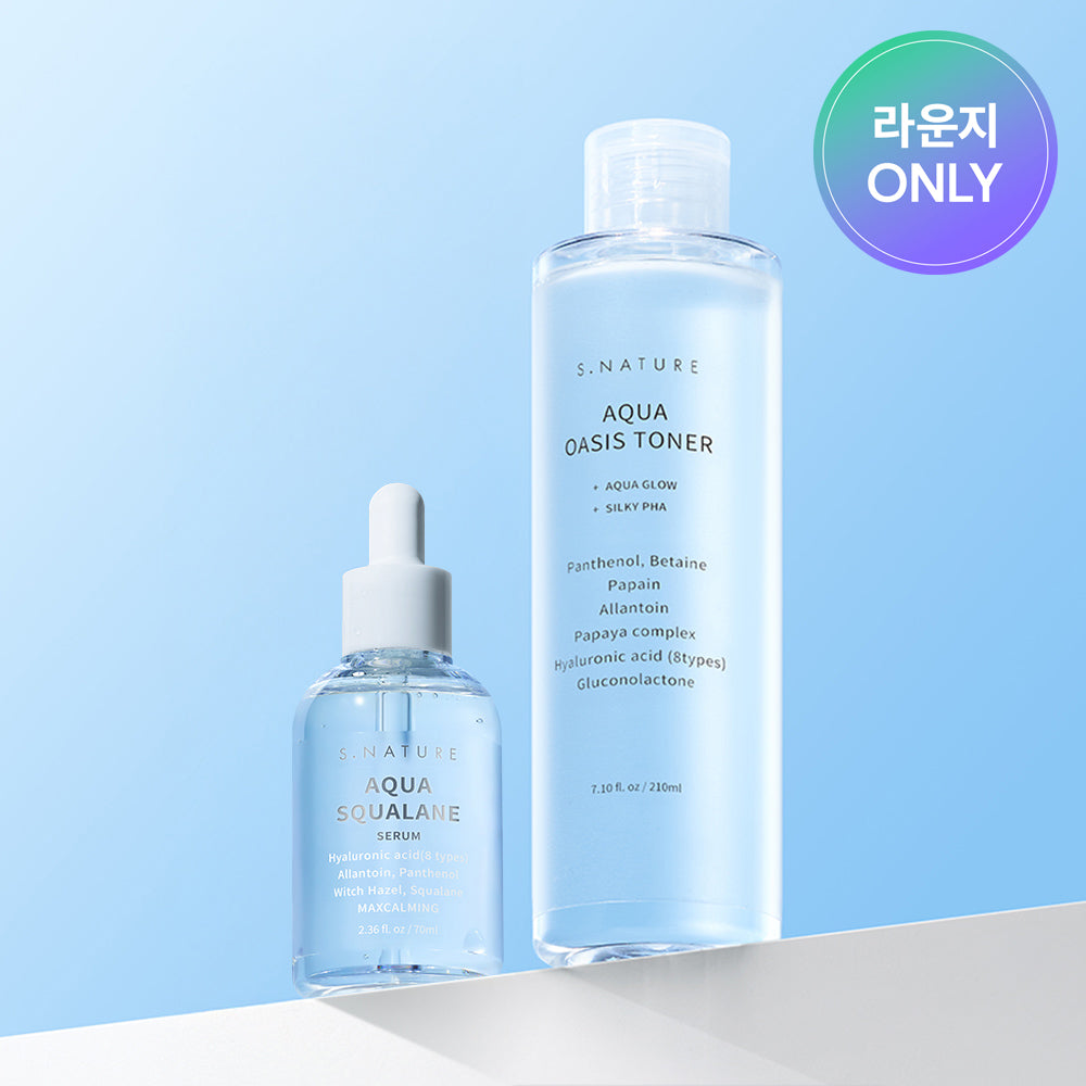 S.Nature Aqua Squalane Serum 70ml + Aqua Oasis Toner 210ml 2-Piece Set