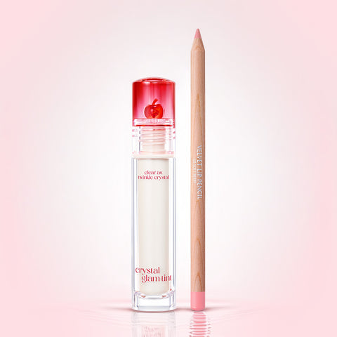 Clio Velvet Lip Pencil [Full-size + Sharpener] 1.45g & Crystal Glam Tint 3.4g - 2-piece Set