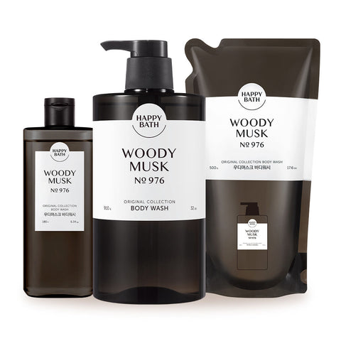 Happy Bath Back-Acne Body Wash Original Collection, Grapefruit Scent 910g + 500g Refill + 180g