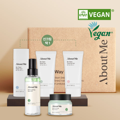 About Me Vegan 3-Piece Sun & Moisture Care Set - Forest Soothing Cream 80ml, Mist 100ml & Be Clean Sun 50ml