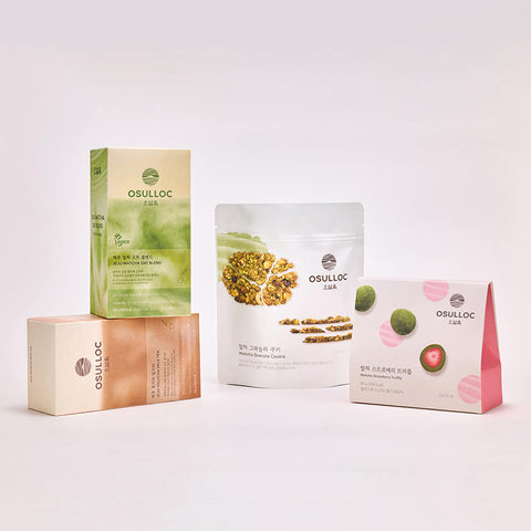 OSULLOC Matcha Tea Food & Milk Tea Set - 1 Tea Food + 10 Sachets