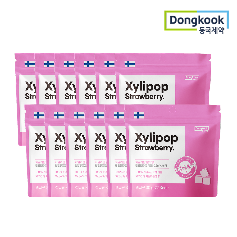 DongKook Xylipop Xylitol Sugar-Free Candy Strawberry 30g (12-Pack)