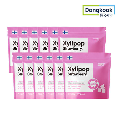DongKook Xylipop Xylitol Sugar-Free Candy Strawberry 30g (12-Pack)