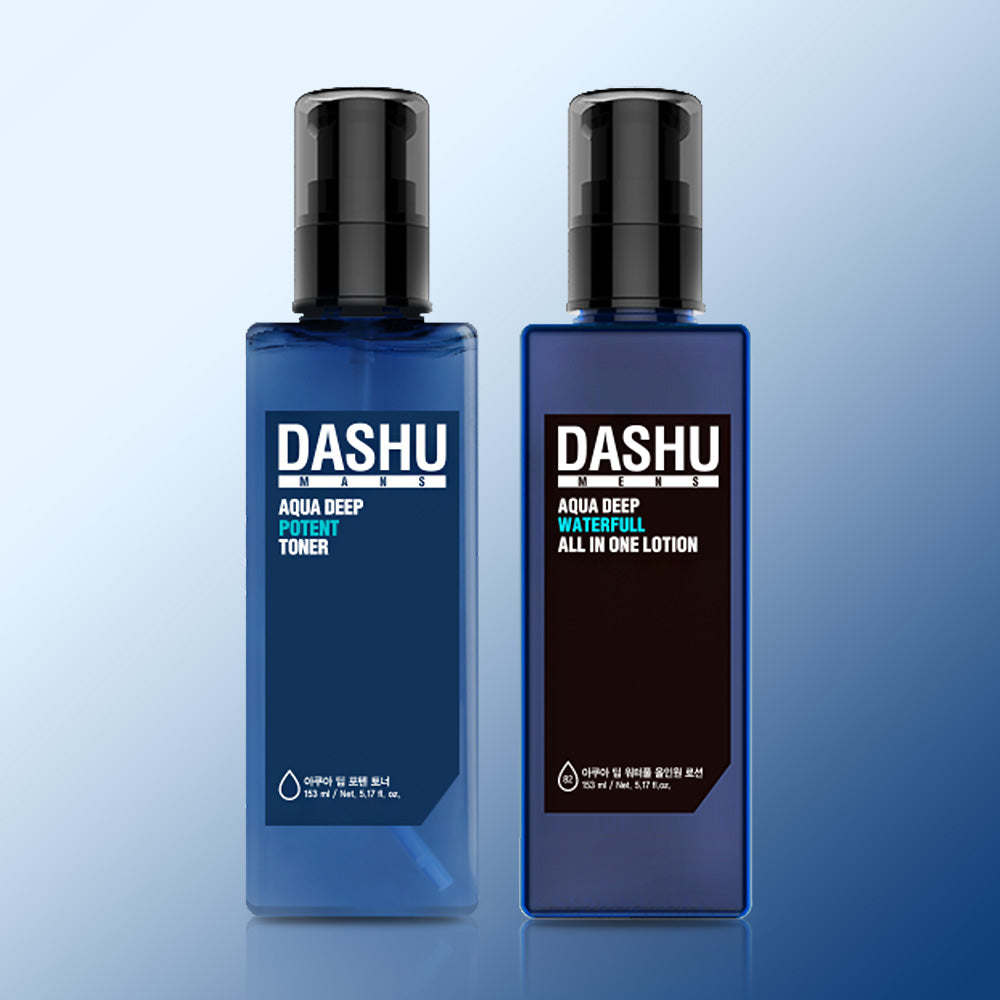 Dashu Men's Aqua Deep Poten Toner 153ml + All-in-One Lotion 153ml 2-Piece Set