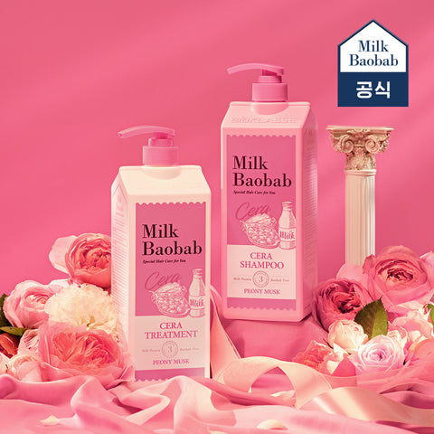 Milk Baobab Cera Shampoo + Body Wash Set (Peony Musk), 1.2L each, 2-piece