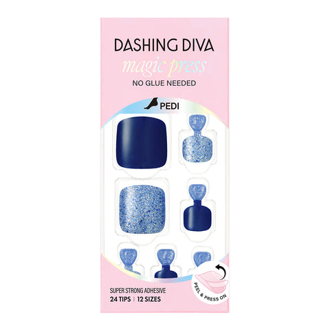 Dashing Diva Magic Press Pedicure Glittering Blue