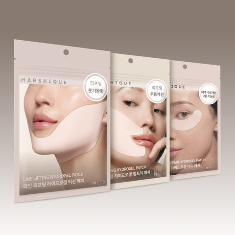 Marshique Hydrogel 3-Piece Set (27 pcs) - Lip Corner 1 Pack + Eye 1 Pack + Jawline 1 Pack