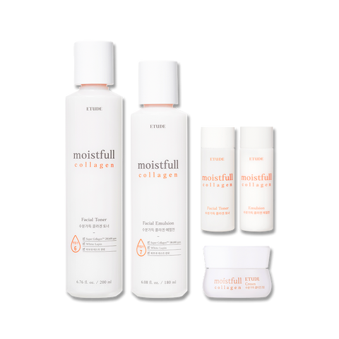 ETUDE Hydrating Collagen 2-Piece Set (Toner 200ml, Emulsion 180ml, 3 Samples)