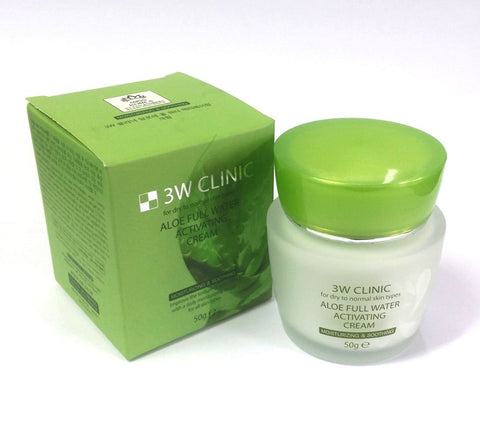 3W CLINIC Aloe Full Water Activating Cream 50g Front view | Soonsu Beauty