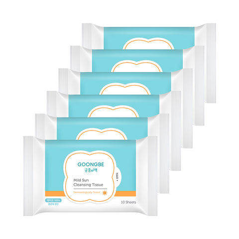 Goongbe Mild Sun Cleansing Wipes 10 Sheets x 6 Pack Set