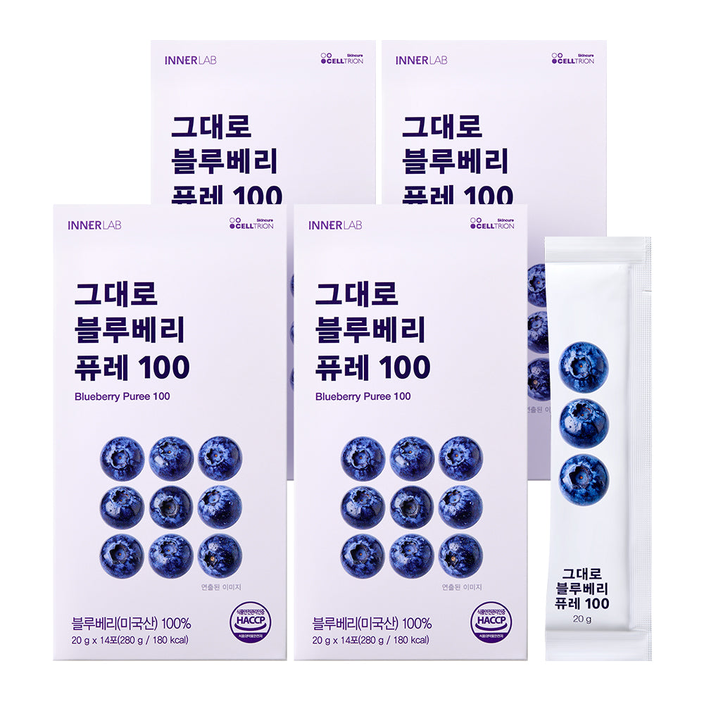 Celltrion InnerLab Blueberry Puree 100 280g x 4 Boxes (14 Sticks per Box)