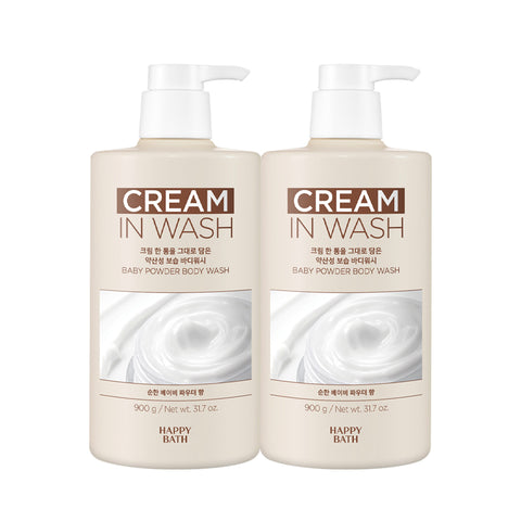 Happy Bath Cream-In High Moisture Body Wash 900g (2-Pack)