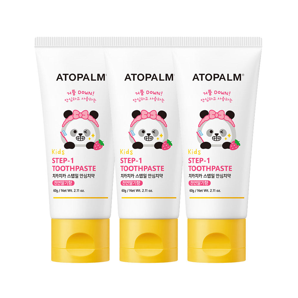 Atopalm Kids Chika Chika Step 1 Safe Toothpaste (Natural Strawberry) 60g (3 Pack)
