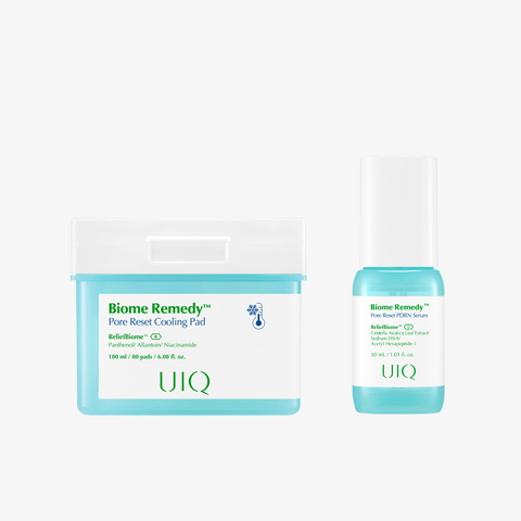 UIQ Biome Remedy Pore Reset PDRN Serum 30ml + Cooling Pads 80 pcs - 2 piece Set