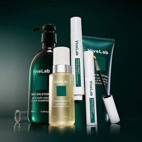 Vivelab 4-Week Solution Set (Lash Serum, Scalp Ampoule, Scalp Essence, 500ml Hair Loss Shampoo, Treatment + Free Roller)