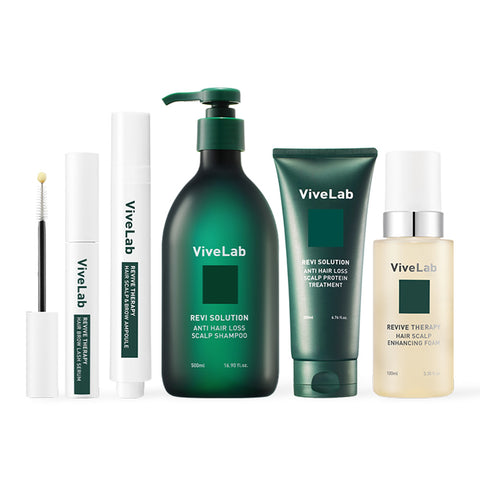 Vivelab 4-Week Solution Set (Lash Serum, Scalp Ampoule, Scalp Essence, 500ml Hair Loss Shampoo, Treatment + Free Roller)