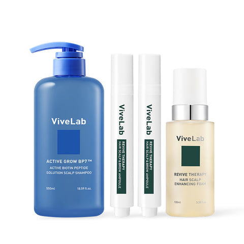 Vivelab Hair Loss Relief Set (2 Scalp Ampoules + Enhancing Foam + Active Biotin Shampoo + Biotin Shampoo 70ml)