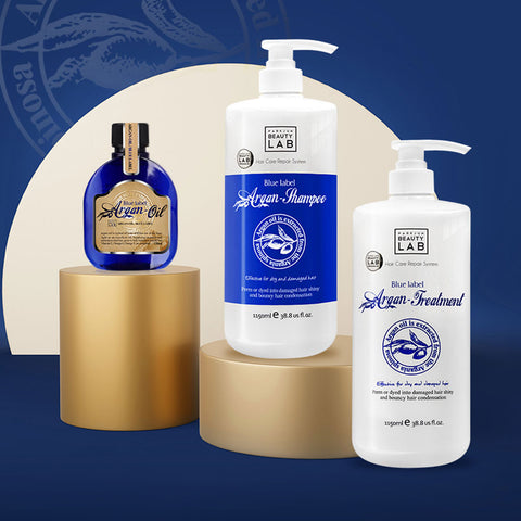 ParkJun Beauty Lab Blue Label Argan Shampoo, Treatment & Oil 3-Piece Set