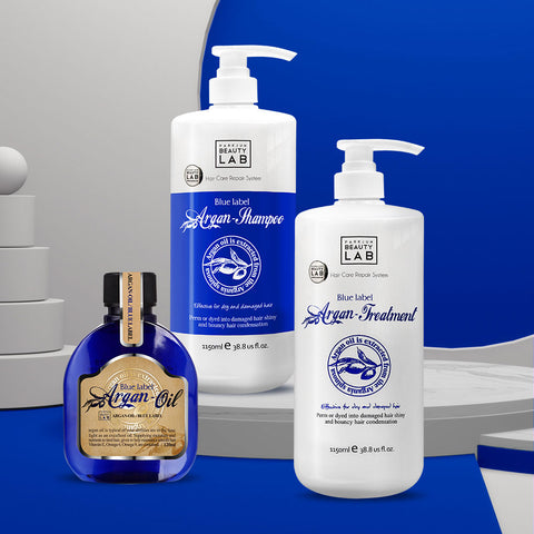 ParkJun Beauty Lab Blue Label Argan Shampoo, Treatment & Oil 3-Piece Set