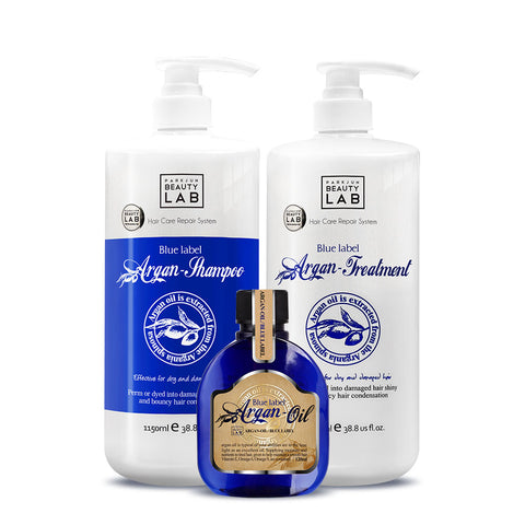 ParkJun Beauty Lab Blue Label Argan Shampoo, Treatment & Oil 3-Piece Set