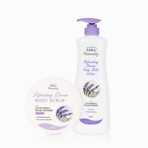 Leivy Lavender Body Lotion 750ml + Body Scrub 400g 2-Piece Set