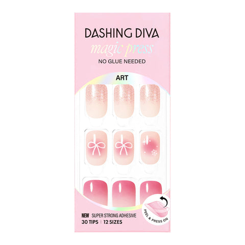 Dashing Diva Magic Press Pinky Ribbon (Regular Round) Nail Tips